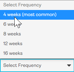 Frequency dropdown options