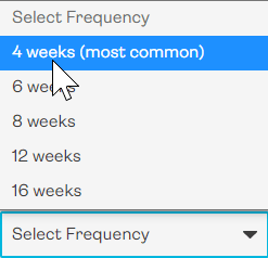 Frquency dropdown options